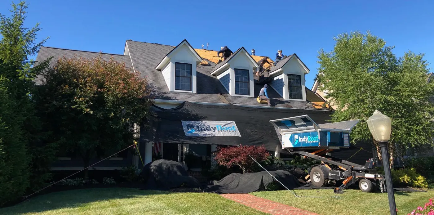 Storm damage documentation on a Ellettsville commercial building